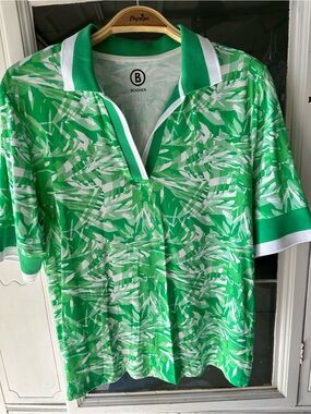 Bogner Green & White Abstract-Print Polo